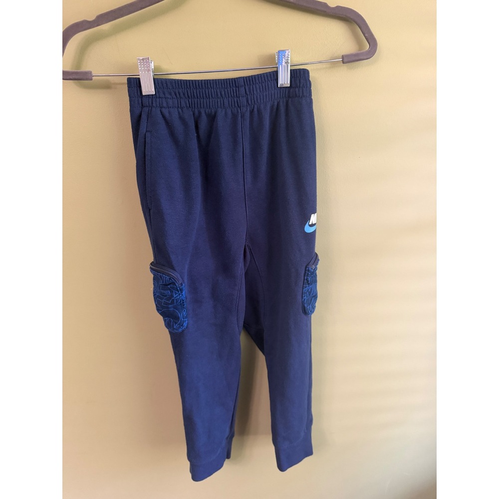 Nike Boys Navy Blue Fleece Cargo Jogger Sweatpants Size 6/ 5-6 Years